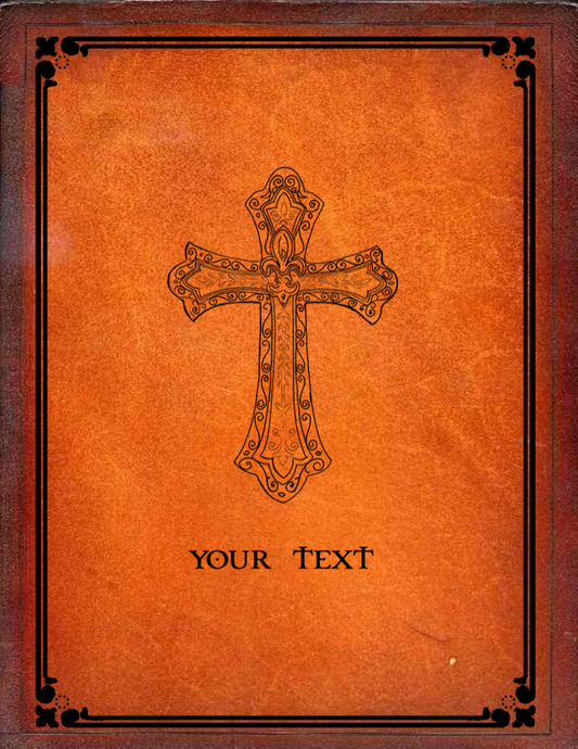 Custom Leather Family or Wedding Bible - Fleur de Lis & Cross
