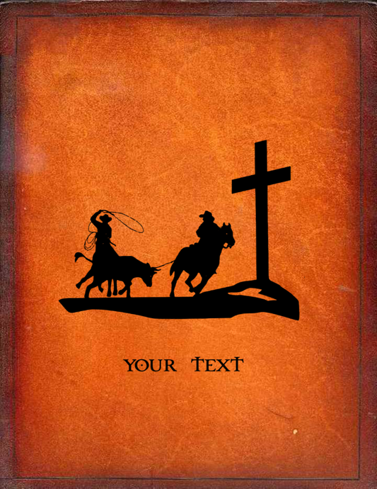 Custom Leather Personal Bible - Roping Cowboys